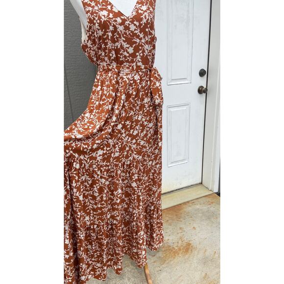 Cynthia Rowley Orange & White Floral Tied Waist Maxi Dress - Picture 8 of 12